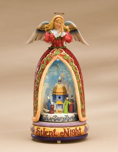 Silent Night
                                  Lighted Musical Angel with Revolving
                                  Scene in Skirt plays Silent Night