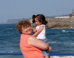 Momma Sue and Scarlett at the beach