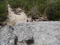 Looking back down the pyramid steps