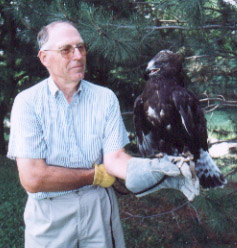 Ron Walker with rough-legged hawk