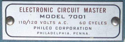 Philco
                              7001 VTVM nameplate