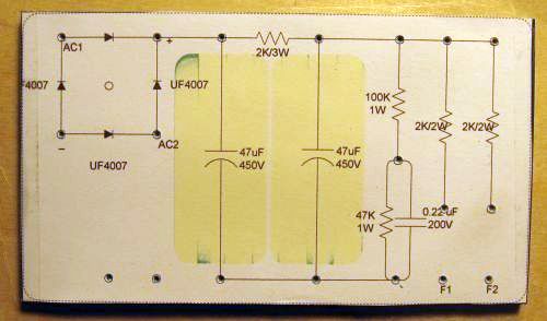 power
                              supply turret board - layout punched