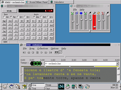 Karioke with Calculator and Mixer Controls on Linux