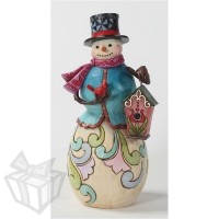 Happy Winter Snowman with Birdhouse