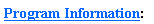 Text Box: Program Information: