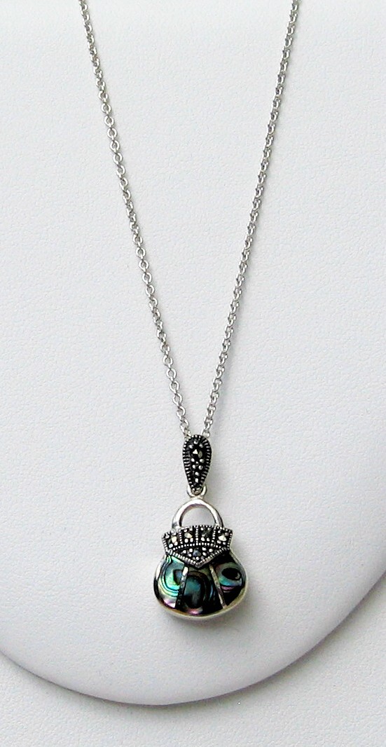 Image of Abalone/Marcasite Purse Necklace