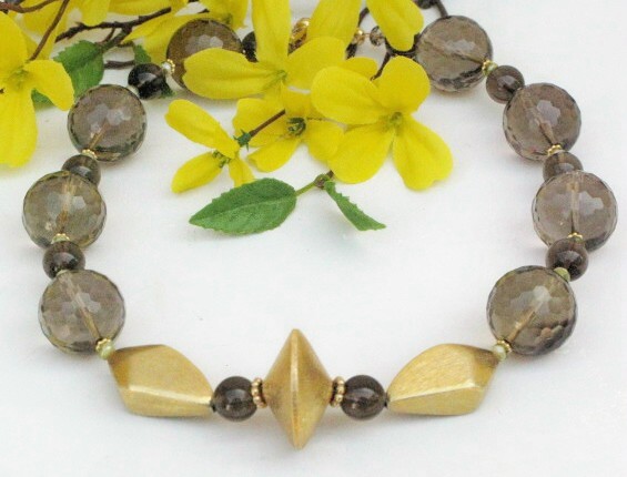 Image of Smoky Quartz and Gold Necklace