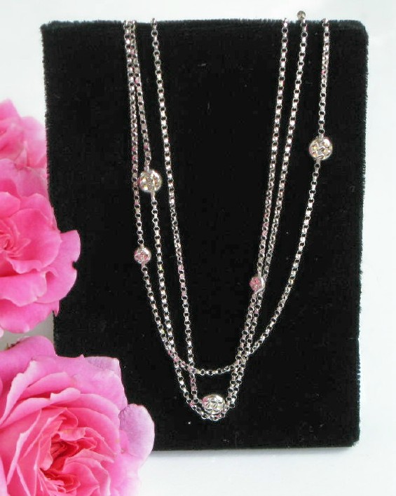 Image of Triple Strand Chain Necklace with Stations