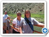 Angie and gma on the open train car enjoying the sights
